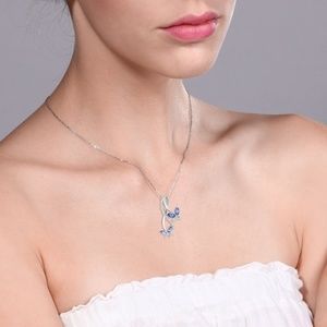 925 Silver Butterfly Infinity Pendant Necklace wit